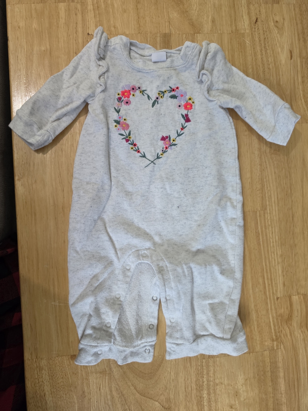 GAP Light Gray Floral Heart Romper